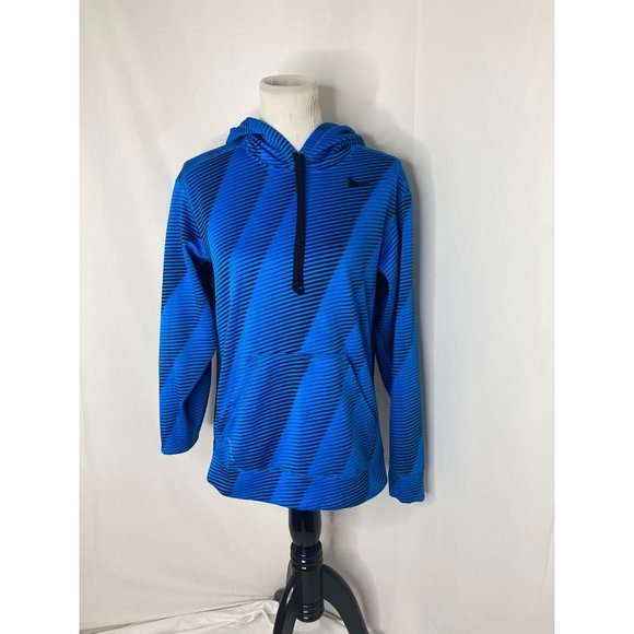 Men’s size small Nike therma-fit blue and black fleece lined hooded sweatshirt - Picture 2 of 7